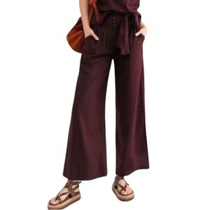 LEITH Tie Waist Wide Leg Crop Pant